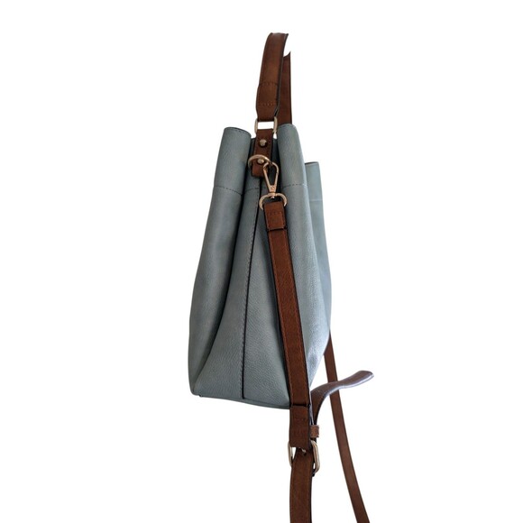 Jen & Co Tati Vegan Leather Satchel Light Teal Medium Top Handle Adjustable - Picture 7 of 12